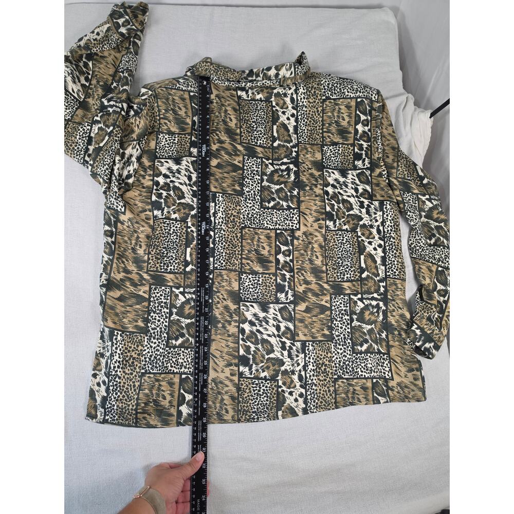 90s Leopard Patchwork Button Up Blouse Plus Size 3X - Picture 4 of 8